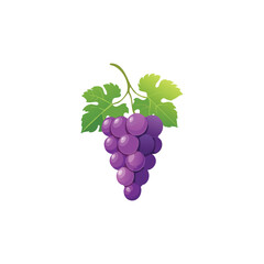 A bunch of cartoon purple grapes with leaves