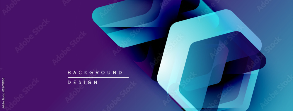 Aufkleber Abstract geometric shapes overlap purple gradient background. Modern design elements create dynamic visual effect.