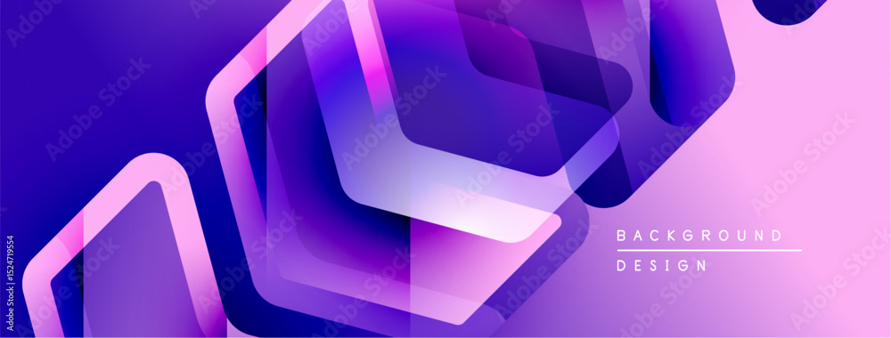 Leinwandbilder Abstract purple background features overlapping geometric shapes. Modern design utilizes gradients, creating dynamic visual effect.