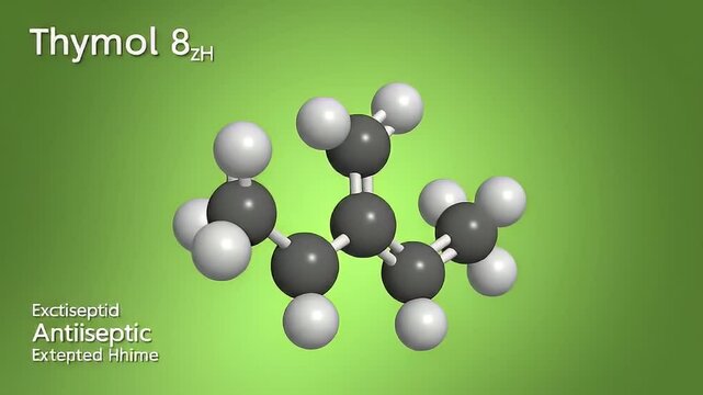 3D Model Of Thymol Molecule On Green Background