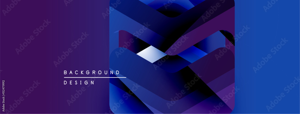 Poster Abstract geometric design. Purple, blue gradients create dynamic layers. Text reads background design. Modern visual presentation.