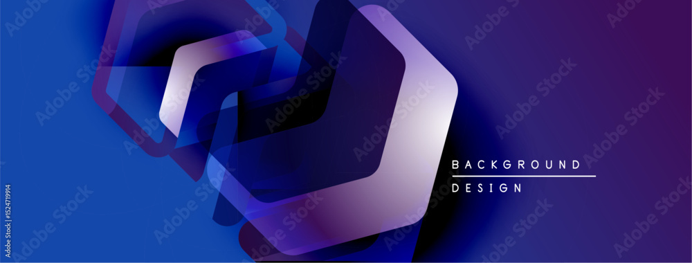 Aufkleber abstract geometric design. blue, purple gradients create dynamic layers. modern aesthetic, suitable 