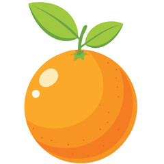 An orange fruit with green leaves