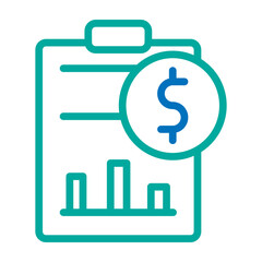 Financial Report Vector Line Blue Bluish Green Icon Design