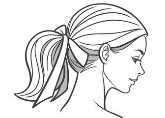 Line Art Illustration of Female with Various Hairstyles – Coloring Book Page and Drawing Book for Beauty, Fashion, and Educational Activity