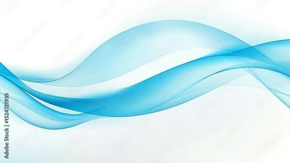 Poster dynamic abstract blue waves flowing smoothly on white background animation loop