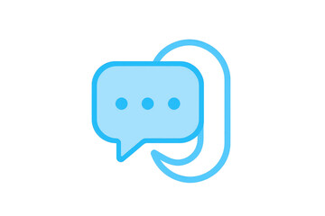 Naklejka premium a simple flat 2d icon representing 'a feedback loop', with a simple speech bubble that has an arrow exiting it and looping back around to enter it again, minimalist design, solid light blue color