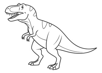 Line Art Illustration of Dinosaur and T-Rex – Coloring Book Page and Drawing Book for Kids Prehistoric Animal Activity