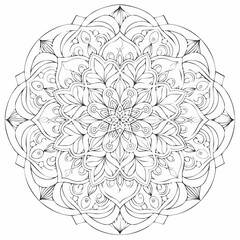 Symmetry Trendy Mystical Graphic Circular Relaxation Mandala Art Illustration with Intricate Patterns and Spiritual Design for Meditation and Decoration