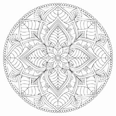 Fototapeta premium Fine lines Symmetric Spiritual Harmony Vintage Chakra Mandala Art Illustration with Intricate Patterns and Spiritual Design for Meditation and Decoration
