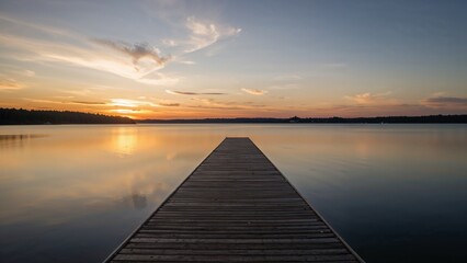 Fototapeta premium sunset over the lake