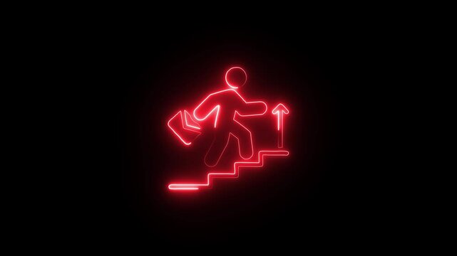a glowing neon personal development icon animation video on black background icon, personal, development, business, achievement, success,