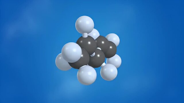 Three Dimensional Model of a Butane Molecule on a Blue Background