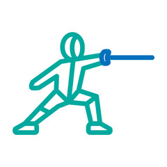 Fencing Vector Line Blue Bluish Green Icon Design