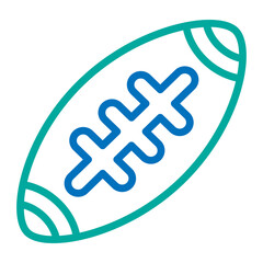 Rughby Ball Vector Line Blue Bluish Green Icon Design