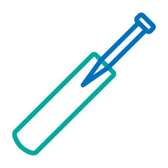 Cricket Bat Vector Line Blue Bluish Green Icon Design
