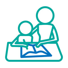 Fototapeta premium Tutor Vector Line Blue Bluish Green Icon Design