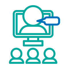 Online Lecture Vector Line Blue Bluish Green Icon Design