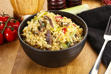 Bulgur with lamb and vegetables