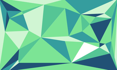 Polygonal Abstract Low Poly Background in Green and Blue Tones