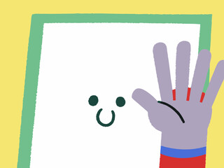 Happy Hand Waving Illustration