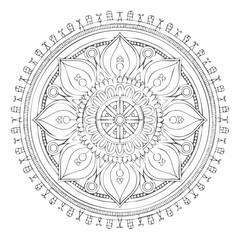 Elegant Inspirational Bohemian Cultural Stylized Calming Mandala Art Illustration with Intricate Patterns and Spiritual Design for Meditation and Decoration