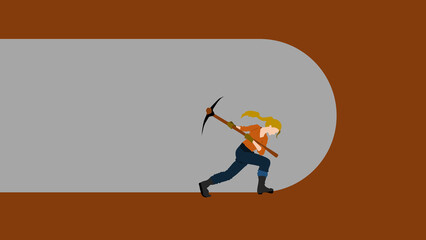 洞窟を掘るグラフィック素材イラスト