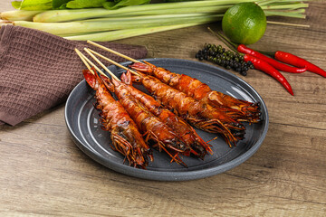 Tasty grilled tiger prawn snack
