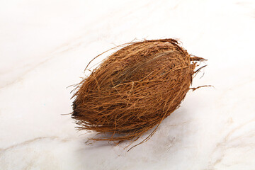 Natural exotic brown hairy coconut