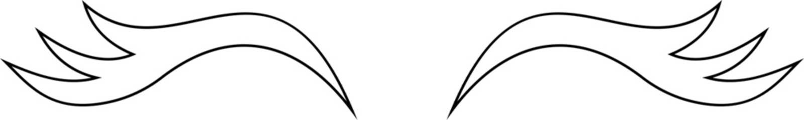 Closed eyes beautiful face, eyebrows and eyelashes, lashes extensions. Element design. Beauty studio logo. Linear vector in trendy minimalist style. makeup mascara symbols on transparent background.