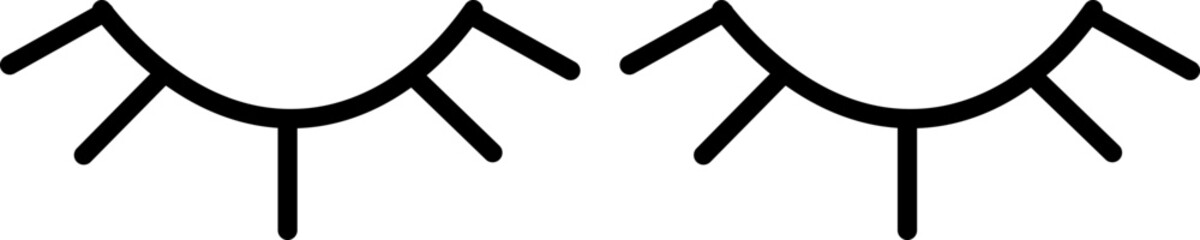 Closed eyes beautiful face, eyebrows and eyelashes, lashes extensions. Element design. Beauty studio logo. Linear vector in trendy minimalist style. makeup mascara symbols on transparent background.