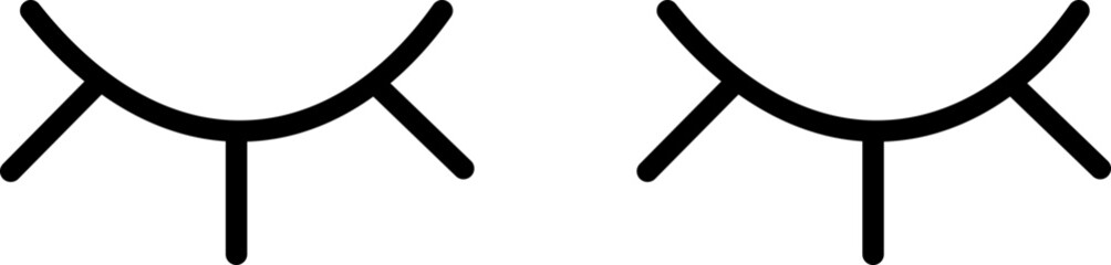 Closed eyes beautiful face, eyebrows and eyelashes, lashes extensions. Element design. Beauty studio logo. Linear vector in trendy minimalist style. makeup mascara symbols on transparent background.