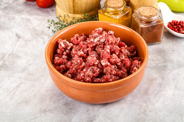 Raw beef minced meat for cooking