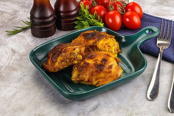 Roasted chicken thighs  with spices