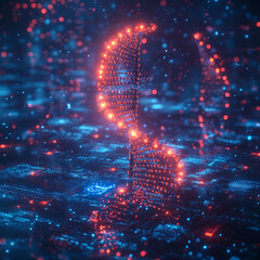 Dna Glowing With Sequencing Visualization Digital Neon