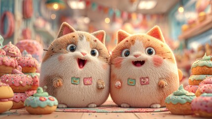 Two charming cats sitting together on a table in a cozy home environment exuding a sense of comfort and companionship while showcasing their playful nature and adorable personalities