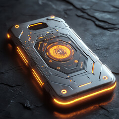 High-Detail Glow Biometric Cryptocurrency Wallet With
