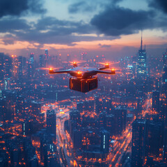 High-Tech With Autonomous Glowin Concept Drone Delivery