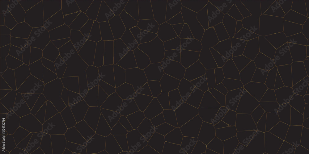Poster Abstract dark background of polygons in light golden gradient colors .Abstract mosaic background of triangle plates in black colors Geometric backlight decorative background for creative projects.	