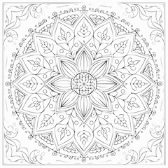 Symmetry Fine lines Spiritual Colorful Stylized Ornate Mandala Art Illustration with Intricate Patterns and Spiritual Design for Meditation and Decoration