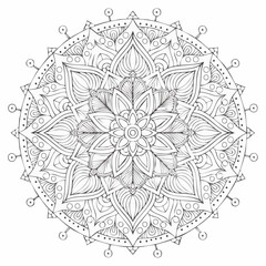 Fototapeta premium Circular Fusion Tapestry Geometry Decorative Spiritual Mandala Art Illustration with Intricate Patterns and Spiritual Design for Meditation and Decoration