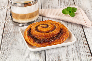 Homemade cinnabon swirl pastry with cinnamon