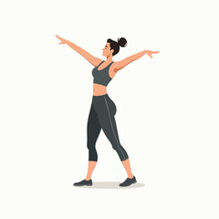 Flat cartoon woman doing morning stretch exercise vector