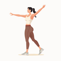 Flat cartoon female stretching side to side workout
