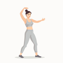Flat vector woman warming up before workout