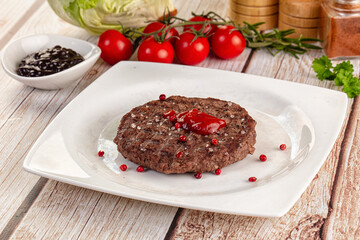 Grilled juicy beef cutlet for burger