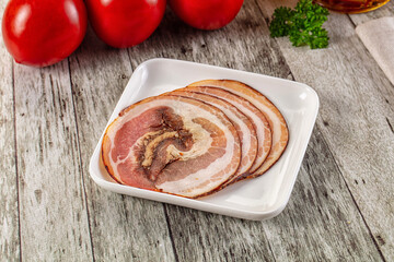 Iralian pancetta sausage pork meat