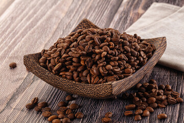Roasted brown araboca coffee beans