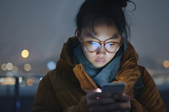individuals grappling with smartphone addiction. walking and camera track.