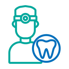 Dentist Vector Line Blue Bluish Green Icon Design